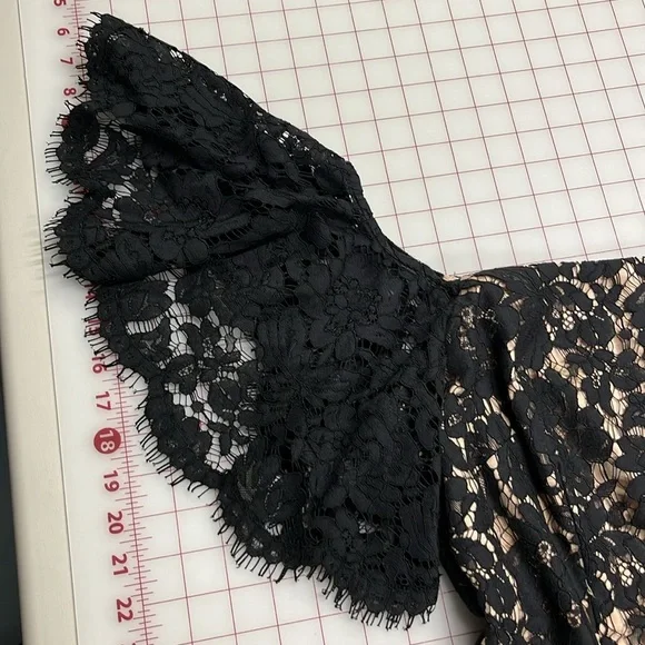 ELIZA J Cocktail/Wedding Floral Black Lace Off Shoulder Flutter SLV Sheath 10 - Picture 13 of 16